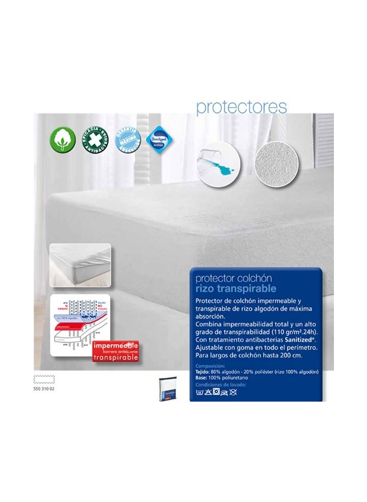 Protector de colchón RIZO TRANSPIRABLE Protector de colchón RIZO TRANSPIRABLE